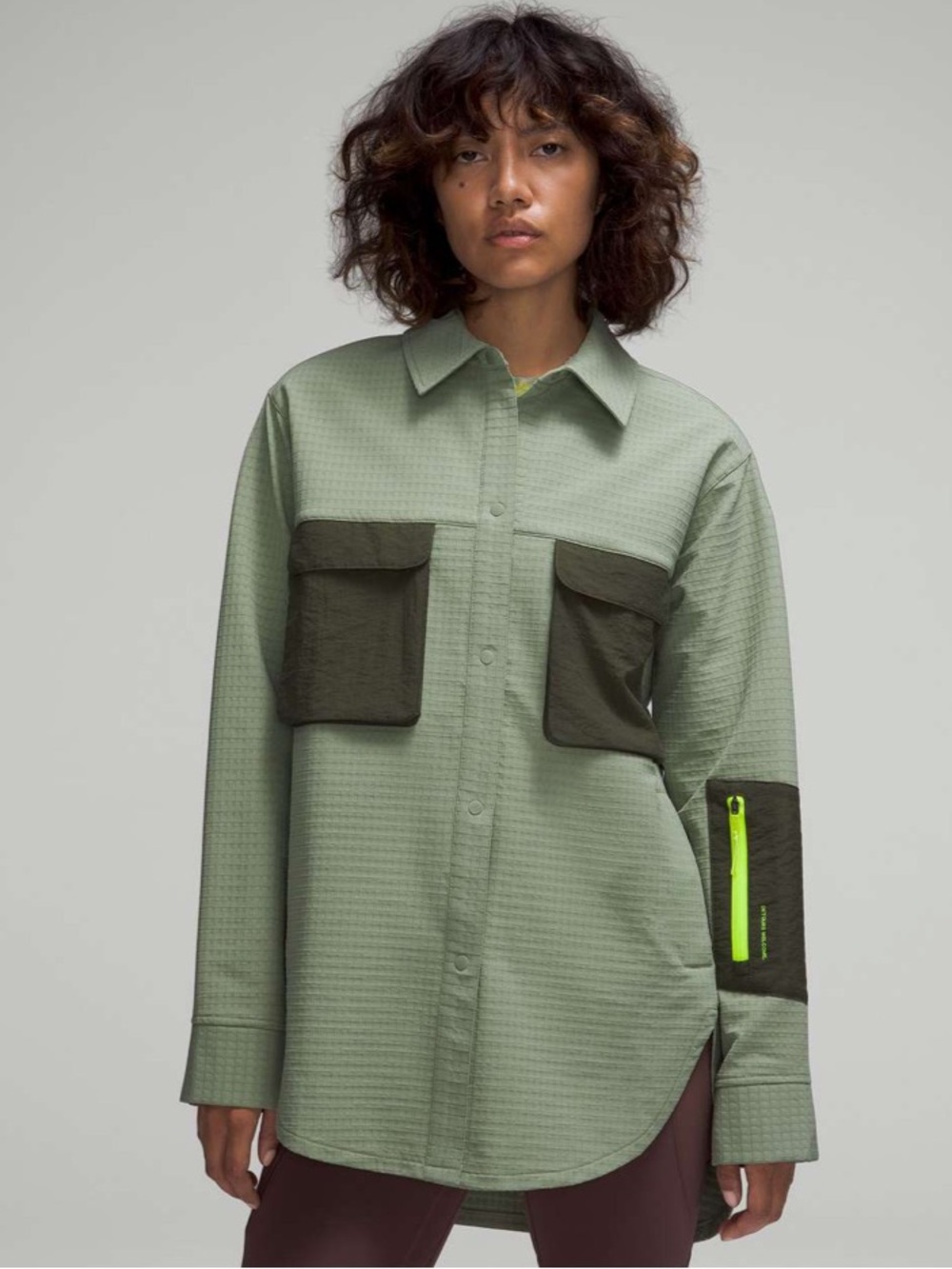 Lululemon Grid Fleece Hiking Overshirt Laurel Green / Medium Olive Size 4